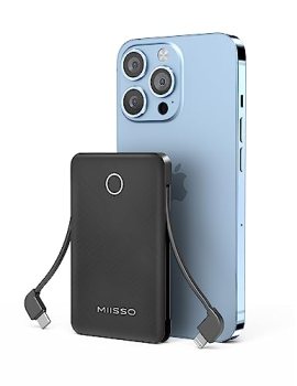 miisso 6000mah Ultra Slim Built in Cables Power Bank