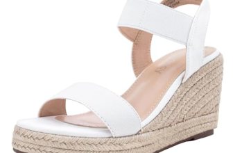 Jeossy Women’s Espadrille Wedge White Sandals Comfortable Platform 3.5 Inch Wedg