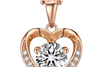 MomentWish Rose Gold Necklace, 1Carat Moissanite Heart Necklace for Women 925 St