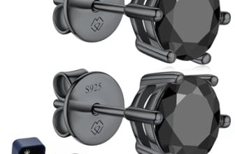 MomentWish Black Moissanite Earrings for Men 925 Sterling Silver Dimond Earrings