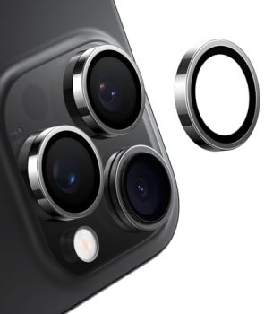 TORRAS iPhone 15 Pro Max/15 Pro Camera Lens Protector, Black Titanium
