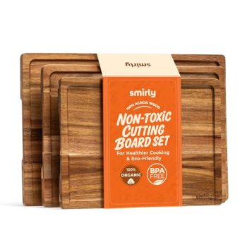 SMIRLY Acacia Wood Cutting Boards for Kitchen