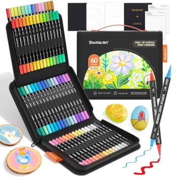 Shuttle Art 60 Colors Dual Tip Acrylic Paint Markers