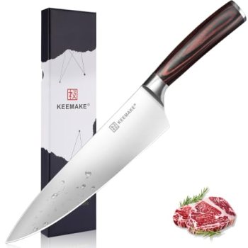KEEMAKE Chef Knife – 8 Inch High Carbon Stainless Steel Kitchen Knife with Ergon
