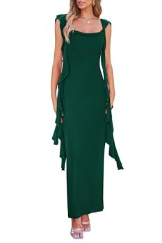 PRETTYGARDEN Women’s 2026 Summer Wedding Guest Dress Sleeveless Ruffle Formal Co