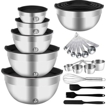 WEPSEN Mixing Bowls Set, 25PCS Stainless Steel Mixing Bowl with Lid Set