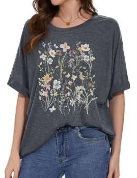 Oversized T-Shirt for Women Summer Short Sleeve Casual Basic Tee Tops Loose Fit