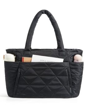 BAGSMART Tote Bag for Women, Puffy Tote Bag with Zipper