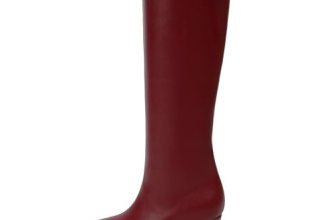 Modatope Red Boots for Women Knee High Kitten Heel Womens Fall Boots, 6.5