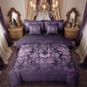 Erosebridal Gothic Damask Bed in a Bag King Size Comforter Set 7 Pieces
