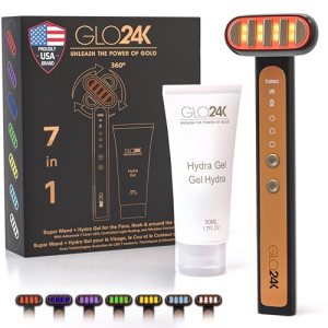 GLO24K 7 Color LED Super Wand Plus Hydra Gel for Radiant