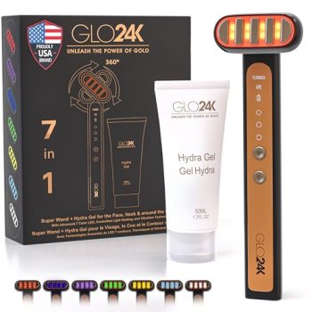 GLO24K 7 Color LED Super Wand Plus Hydra Gel for Radiant