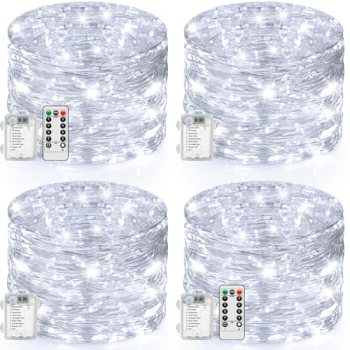 4 Pack 33FT 100 LED Fairy Lights Battery Operated with Timer & Remote