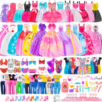 110 Pcs Doll Clothes and Accessories Dress up Toys for Girls with Wedding Dresse