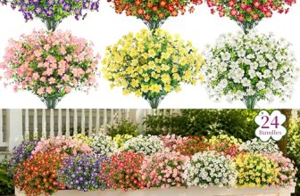 Der Rose 24 Bundles Fake Flowers Artificial Dasiy Faux Flowers Bulk for Outdoor