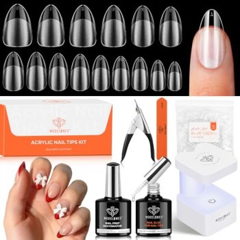 modelones X Nail Gel Kit,15Sizes Pre-shaped Gel Nail Tips Short Almond Shape