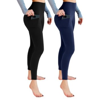 Leafigure 2 Pack Leggings with Pockets for Women