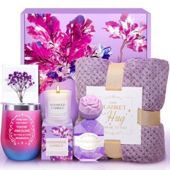 Birthday Gifts for Women, Self Care Relaxing Spa Gift Baskets with Flannel Blank