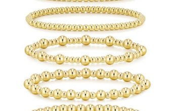 adoyi Gold Bracelets for Women 14K Gold Plated Stackable Beaded Strand Bracelet