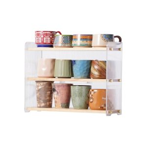 KAOTGOT Coffee Mug Holder Wooden Cup Station Organizer 3-Tier Cup Holder for Cof