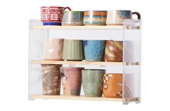 KAOTGOT Coffee Mug Holder Wooden Cup Station Organizer 3-Tier Cup Holder for Cof