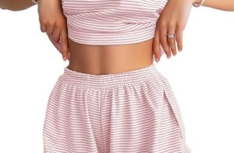 JUSTFASHIONNOW Womens Summer Pajama Sets Striped Print Short Sleeve Pajamas for