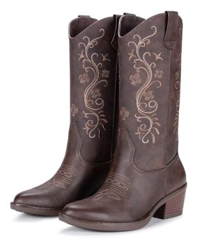 Vepose Women’s Whisky Cowboy Boots Mid Calf