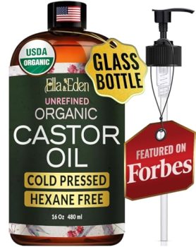 Ella & Eden USDA Organic Castor Oil – 100% Pure Cold Pressed Hexane-Free