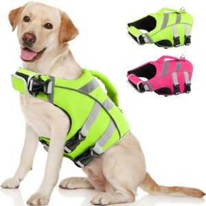 Kuoser Reflective Dog Life Jacket, Dog Life Vest for Swimming Boating