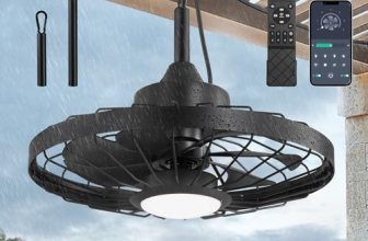 LEDIARY 20″ Outdoor IP65 Waterproof Plug in Ceiling Fan with Lights