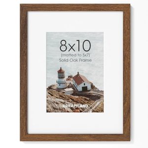 Dreamland 8×10 Walnut Oak Wood Picture Frame Matted to 5×7, 1-Pack
