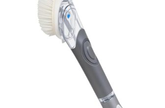 CELOX Dish Brush with Soap Dispenser for Cleaning Pots, Dishes, Bowls, Gray