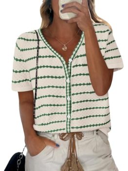 NALANISA Short Sleeve Sweaters for Women Trendy 2026 Summer Spring Tops V Neck S