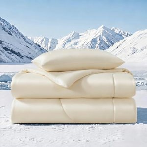 Quataly Cooling Comforter Set White Fitted Bottom Sheet and 1 Pillowscase-Twin S