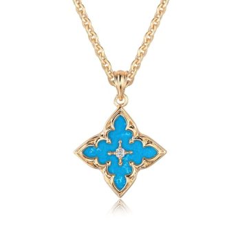 Fettero Gold Clover Necklace for Women Dainty 14K Gold Plated CZ Pendant Necklac