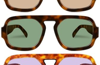 YMRFW Retro Square Aviator Sunglasses for Women Men 70s Vintage style Shades Tre