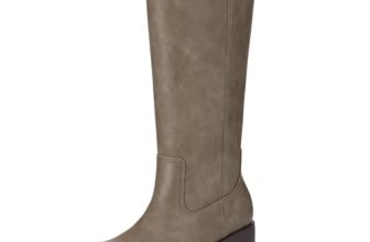 Athlefit Knee High Boots for Women Chunky Heel Tall Riding Boots Square Toe Fash