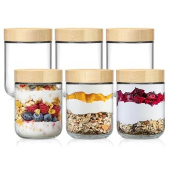 NETANY 6-pack 16oz Glass jars with Airtight Lids