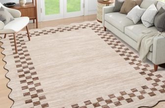 GarveeHome Washable Rug 5×7 for Living Room Large Bedroom Scalloped Rug Non Slip
