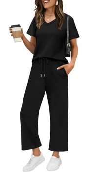 WIHOLL 2 Piece Sets For Women Summer Lounge Set Business Casual Date Outfits Tra