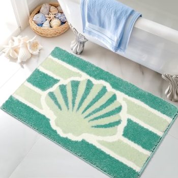 Tyrot Green Beach Bathroom Rugs Non Slip Washable Cute Coastal Bath Mats Rugs fo