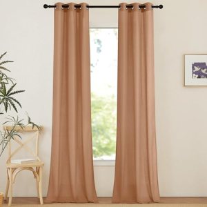 NICETOWN Linen Curtains 96 inches Long for Living Room