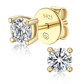MomentWish Gold Moissanite Earrings for Women