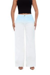 ONESO Mid-Low Rise Baggy Jeans Wide Leg for Women Distressed Pants Stretchy Bott