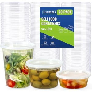 90 Sets Plastic Deli Containers With Lids