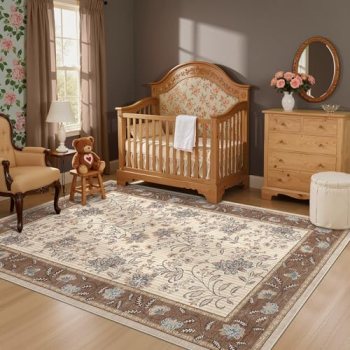 GarveeHome 4×6 Brown Washable Area Rug for Nursery Room