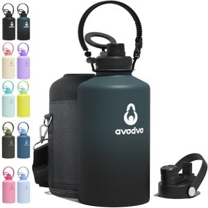 avodvo 1 Gallon Water Bottle with 2 Lids (2-in-1 Straw & Spout Lid