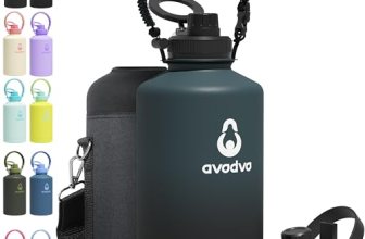 avodvo 1 Gallon Water Bottle with 2 Lids (2-in-1 Straw & Spout Lid