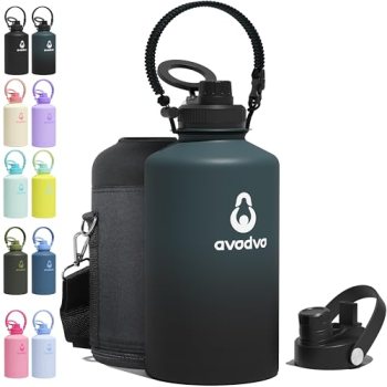 avodvo 1 Gallon Water Bottle with 2 Lids (2-in-1 Straw & Spout Lid