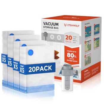 ETENWOLF Vacuum Storage Bags for Travel with Rechargeable Wireless Pump